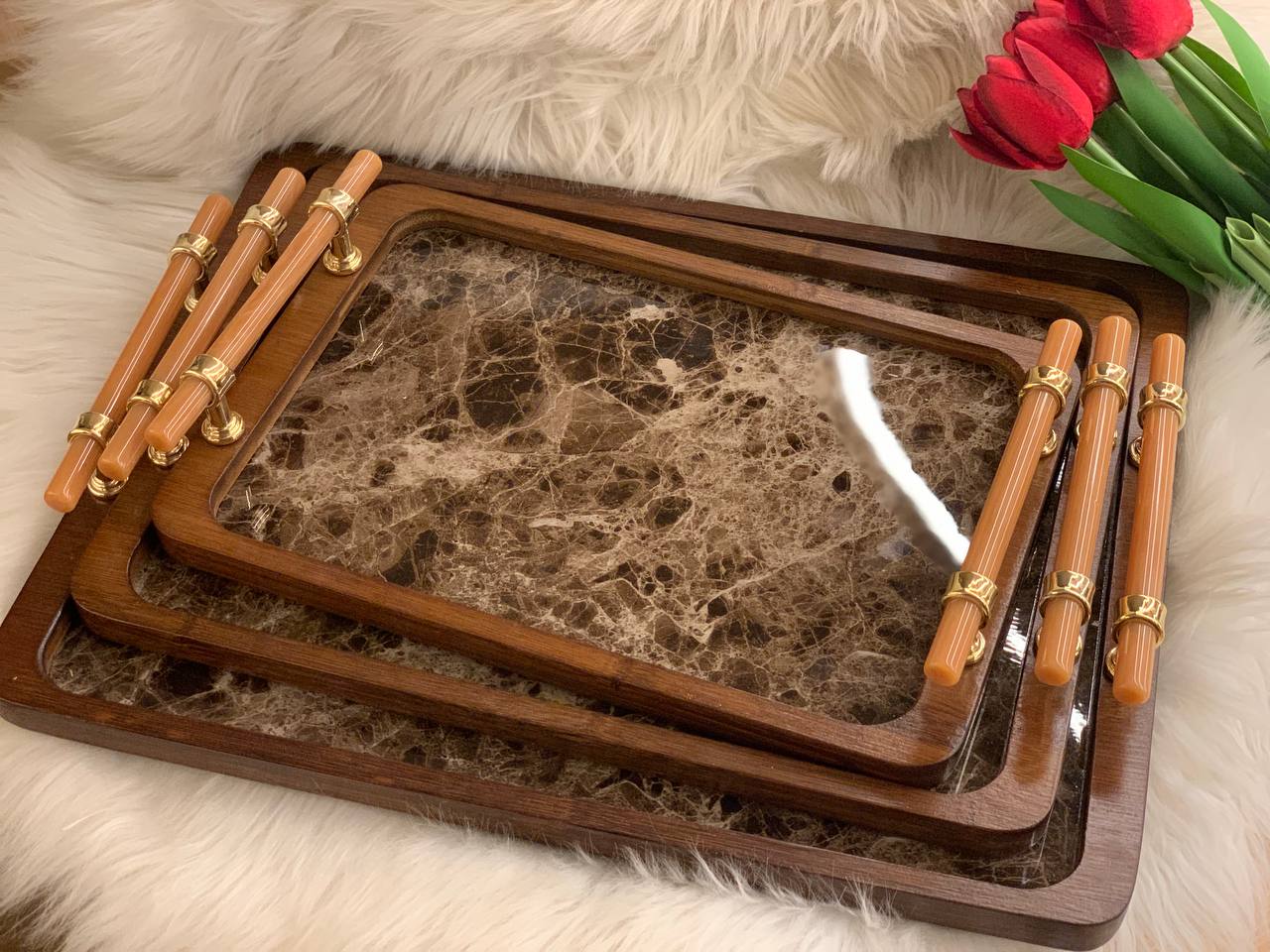 Beech Wood Tray Set