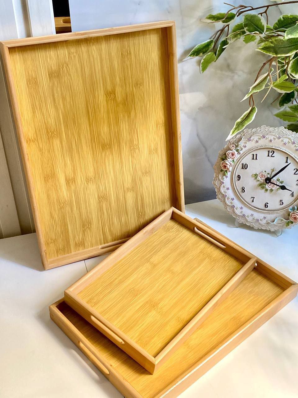 Bamboo Wood Tray Set